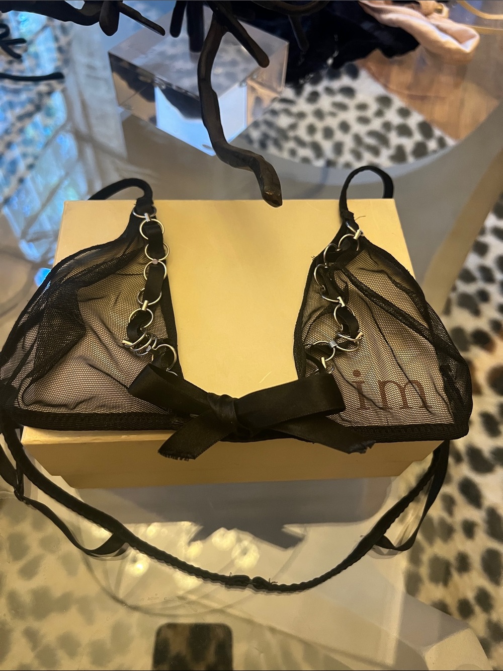 La Perla Black Sheer Mesh Bralette with Delicate Straps